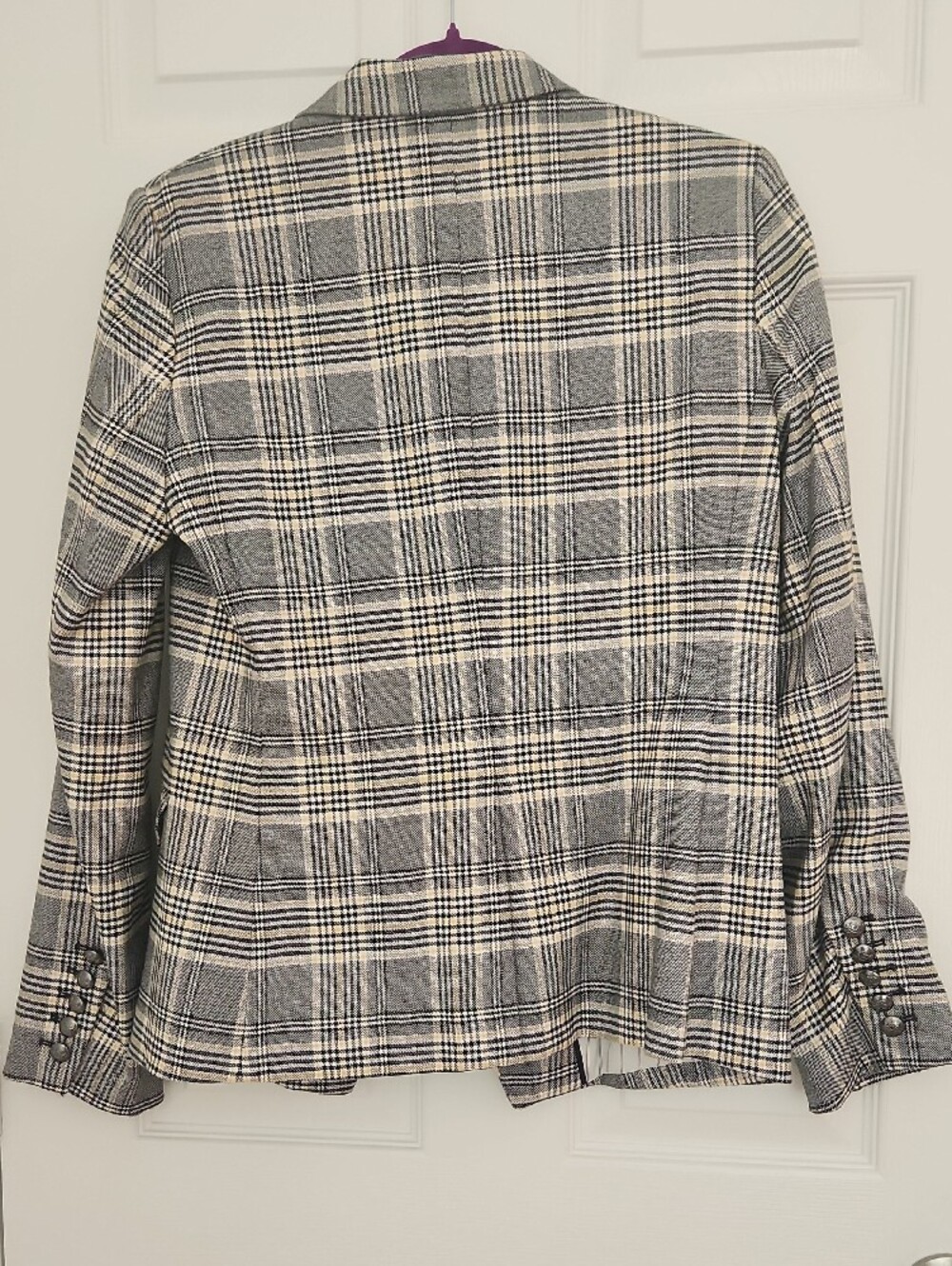 Preppy Office Work School Interview Formal Banana Republic Gray Plaid Blazer - Picture 7 of 14